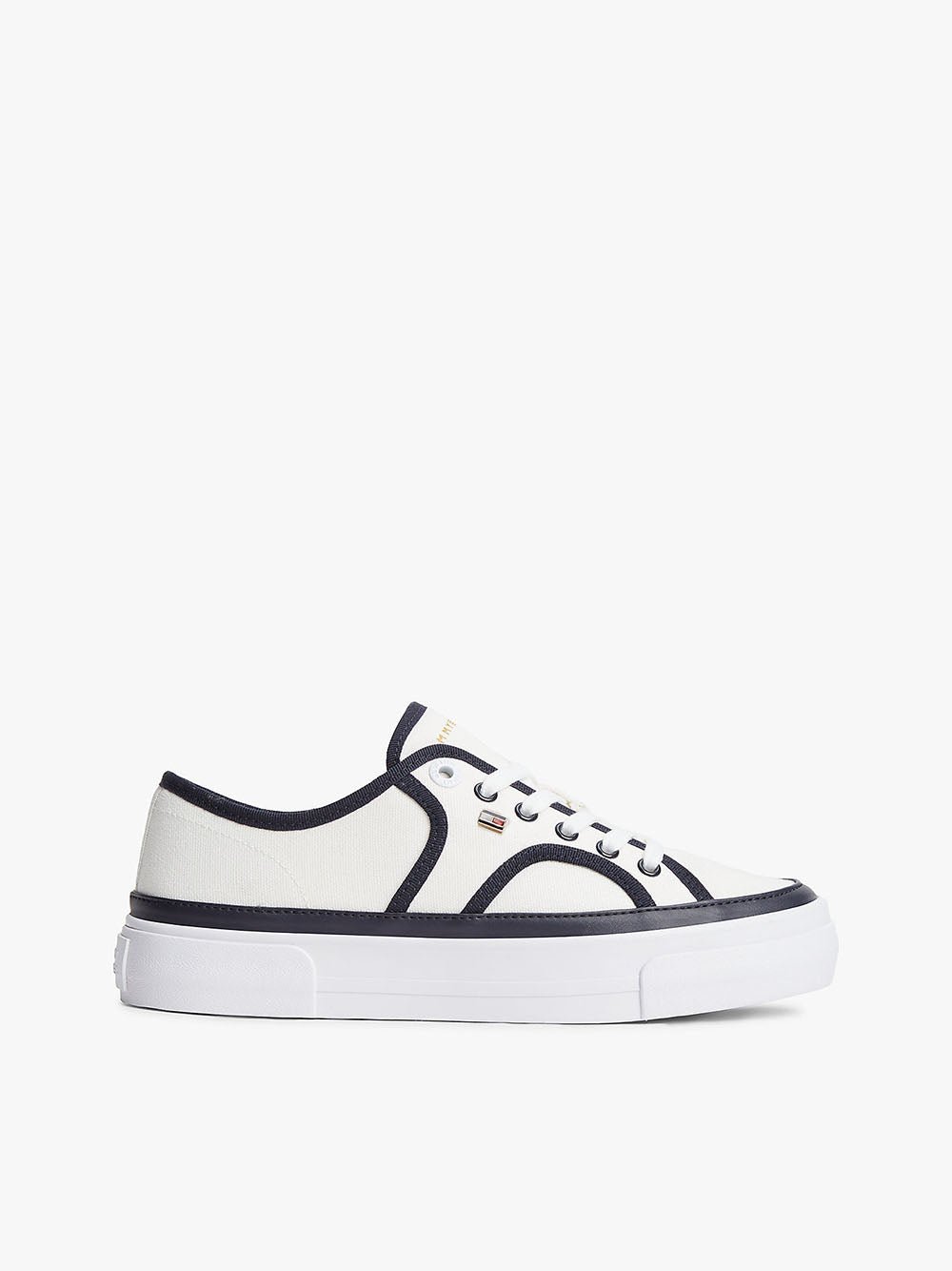 נעלי טומי הילפיגר Contrast Piping Canvas Platform Trainers נשים