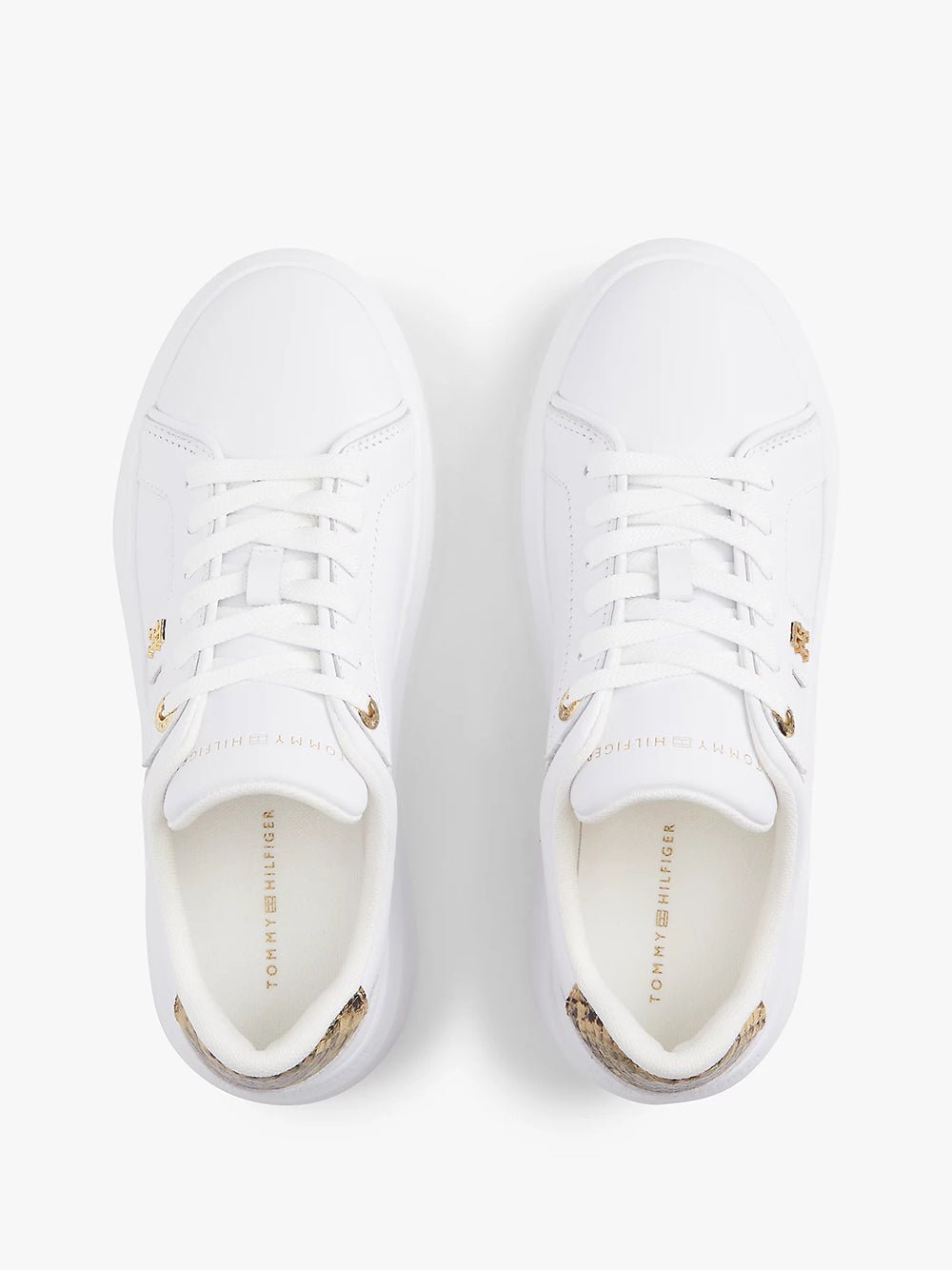 נעלי טומי הילפיגר Snake Print Heel Leather Platform Trainers נשים - thr-FW0FW09456-YBS-36