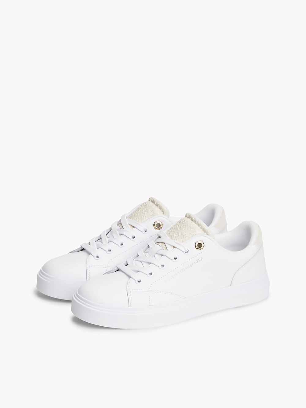 נעלי טומי הילפיגר Leather Contrast Heel Cupsole Trainers נשים
