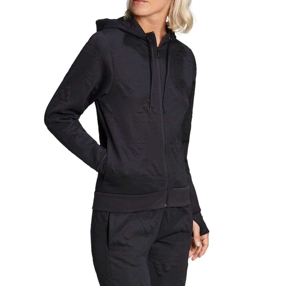 ג'קט קפוצ'ון אדידס Aeroready Jacquard Full-Zip Logo נשים