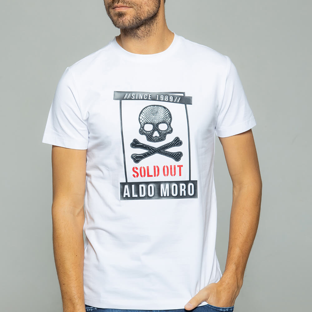 חולצת טישרט קצרה לגבר אלדו מורו גולגולת עור