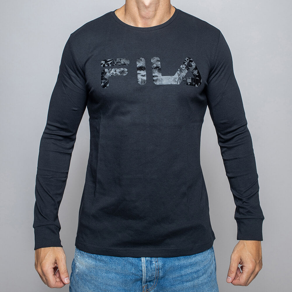 חולצת טישרט פילה ארוכה עם הדפס לוגו מבריק גברים