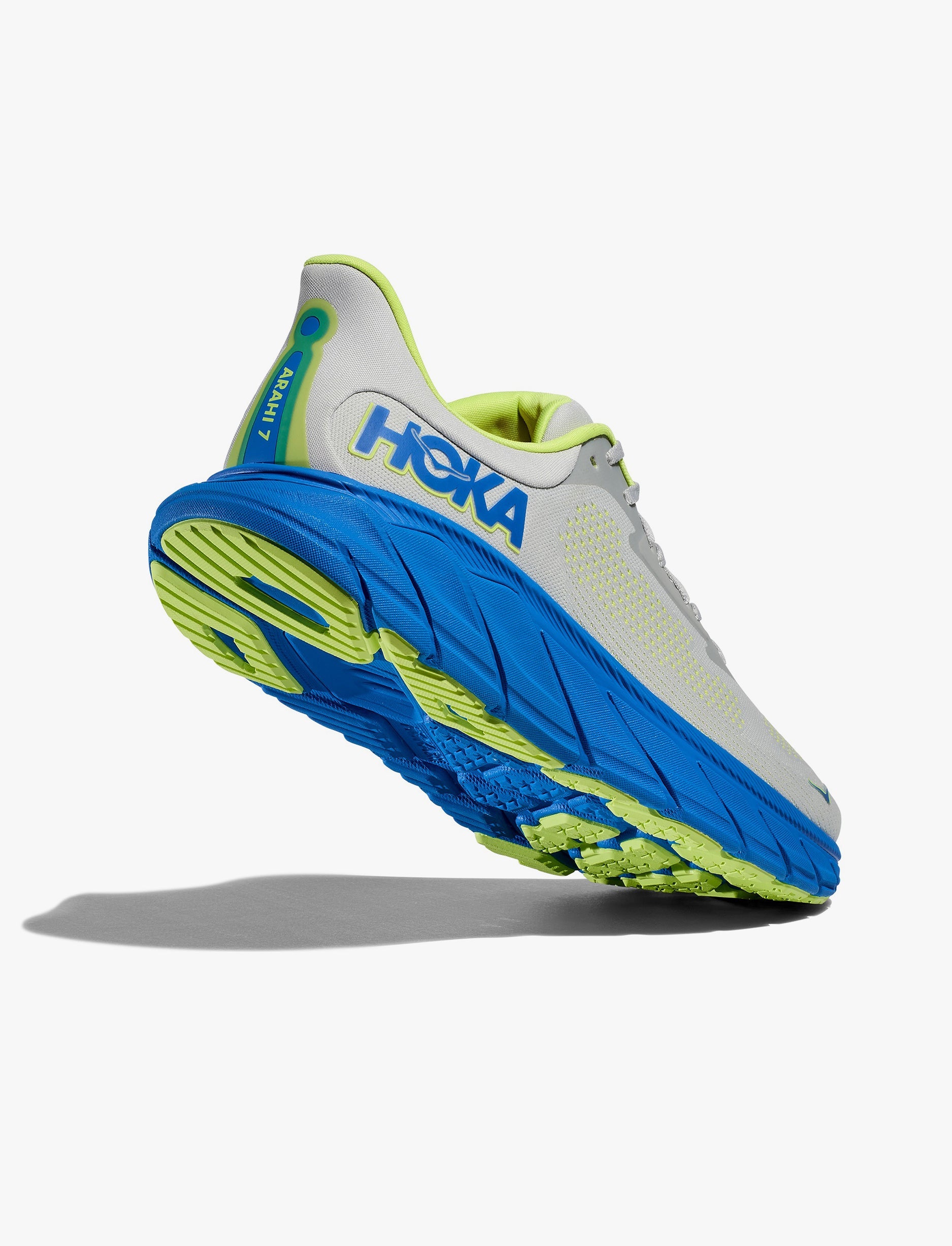HOKA Arahi Wide 7 - נעלי ספורט גברים הוקה ארהי 7 רחבות בצבע אפרפר-זרחני/קובלט