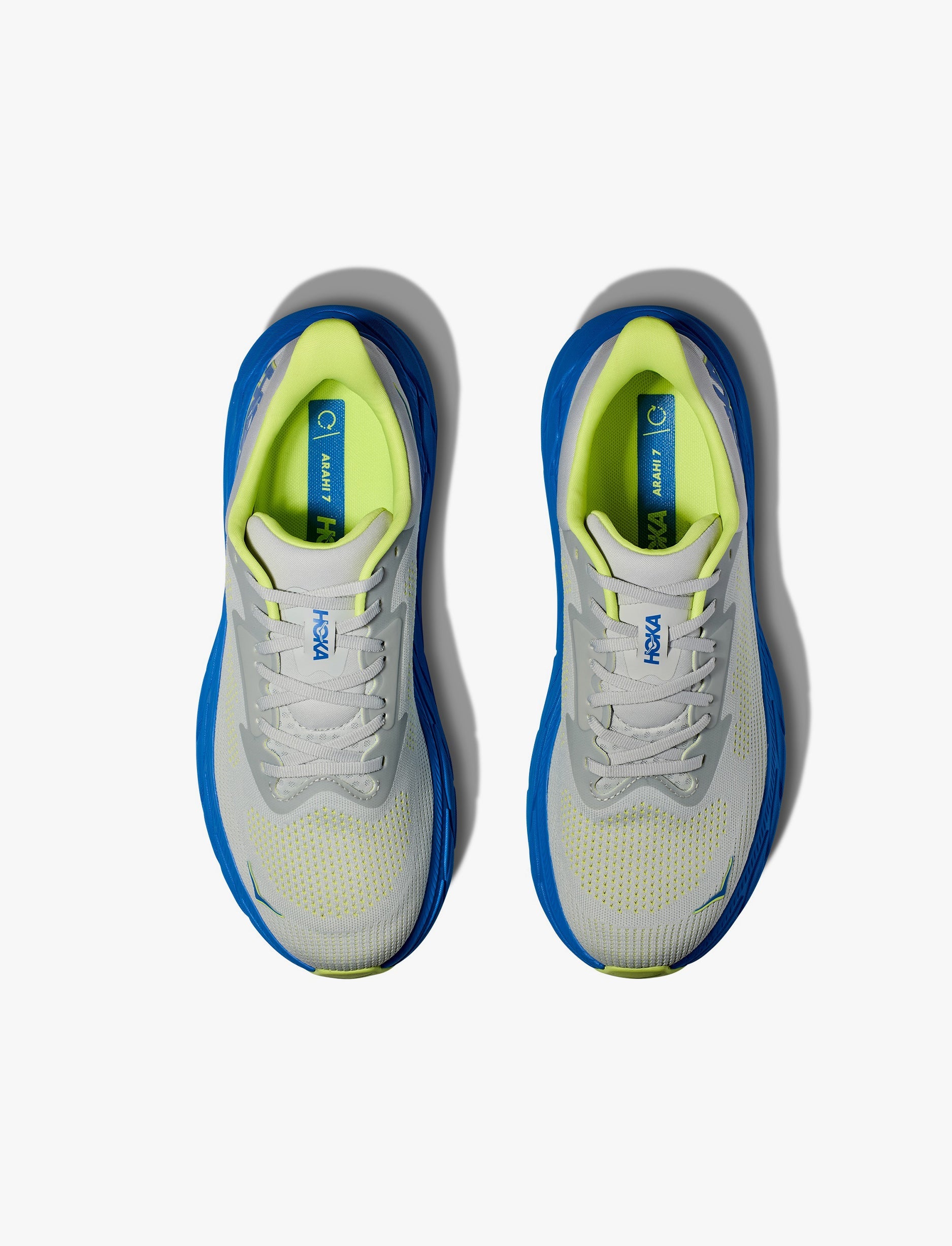 HOKA Arahi Wide 7 - נעלי ספורט גברים הוקה ארהי 7 רחבות בצבע אפרפר-זרחני/קובלט