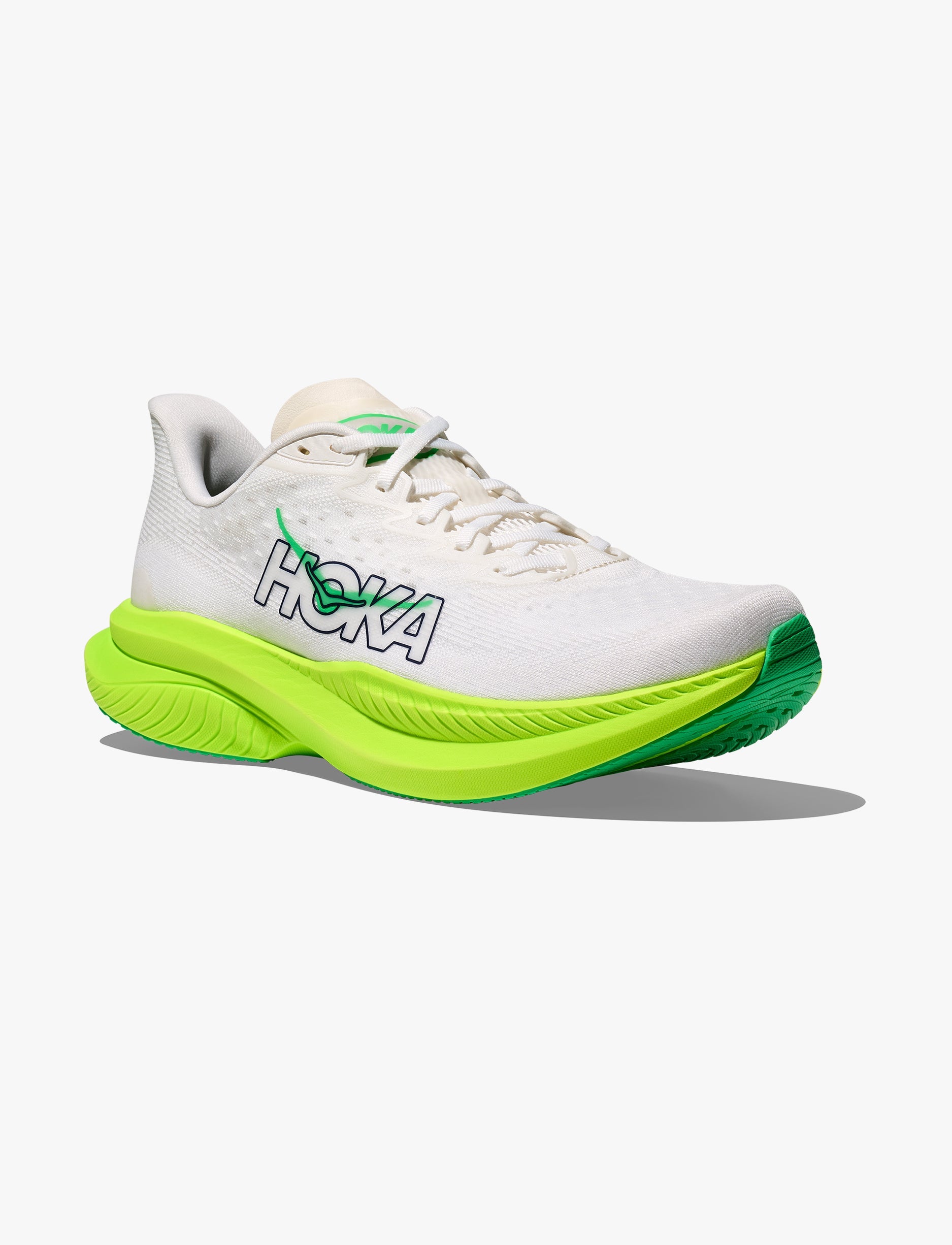 HOKA MACH 6 - נעלי ספורט לגברים הוקה מאך 6 בצבע לבן/נאון ליים