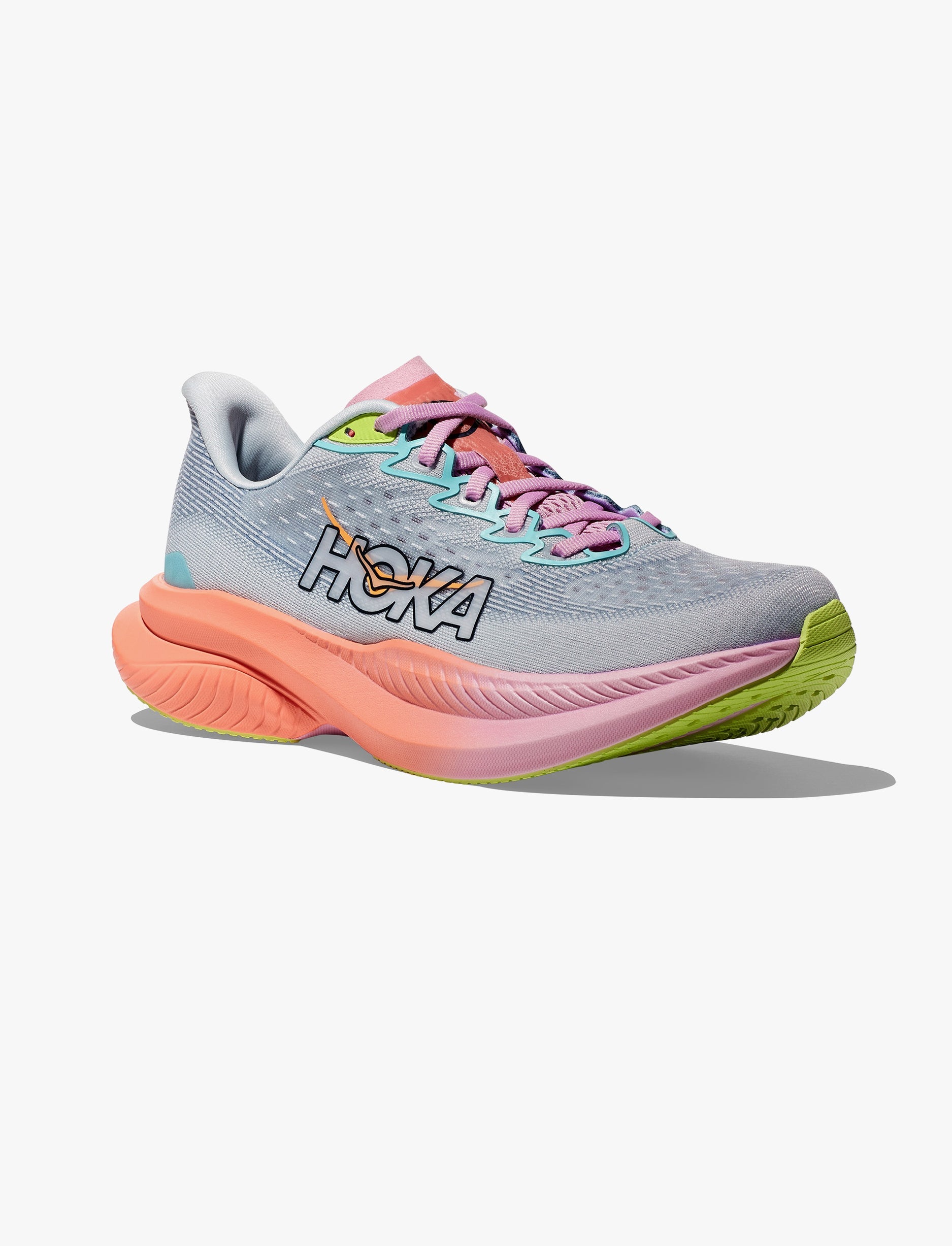 MACH 6 WIDE - נעלי ספורט הוקה לנשים מאך 6 רחבות בצבע כתום אשליה/כחול בין ערביים