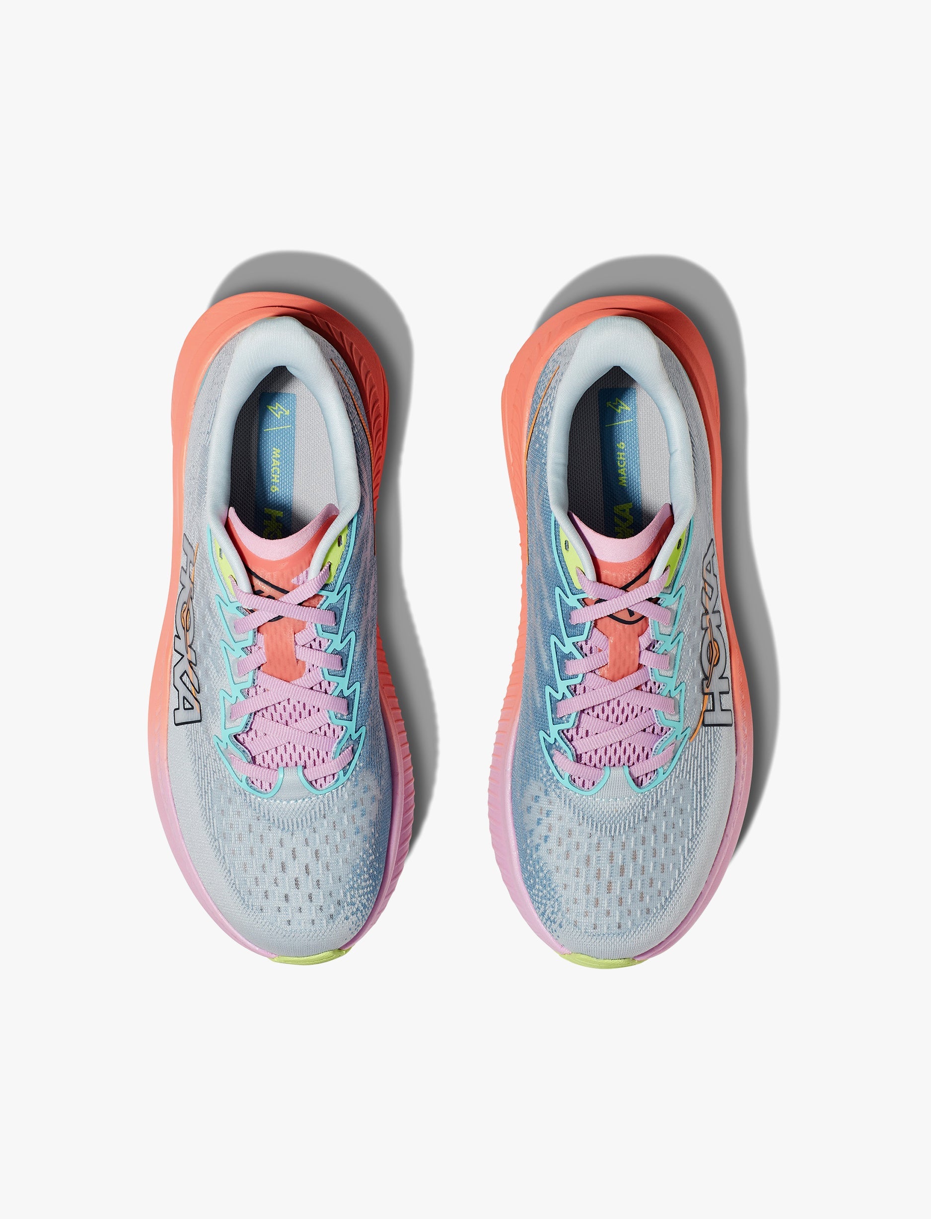 MACH 6 WIDE - נעלי ספורט הוקה לנשים מאך 6 רחבות בצבע כתום אשליה/כחול בין ערביים