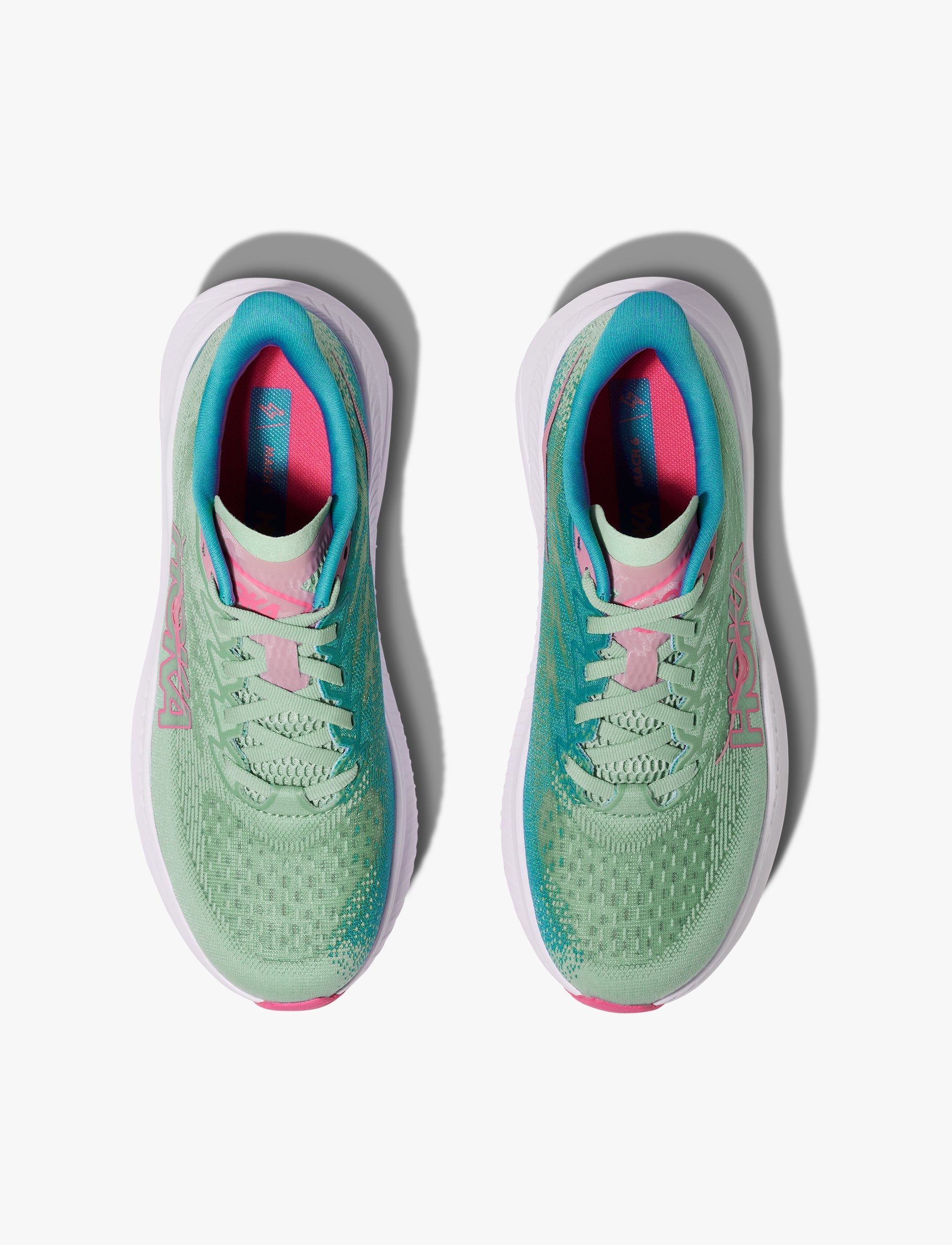 MACH 6 WIDE - נעלי ספורט הוקה לנשים מאך 6 רחבות בצבע ירוק ג'ייד/כחול אפלי