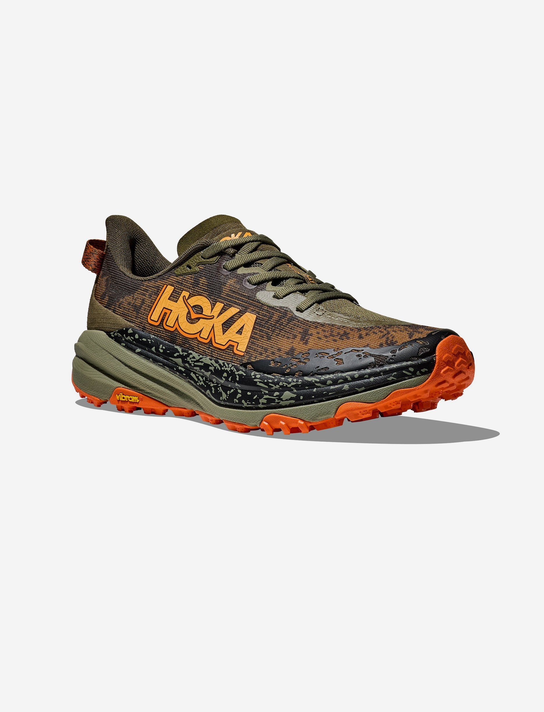 HOKA SPEEDGOAT 6 WIDE - נעלי ספורט גברים ספידגוט 6 רחבות בצבע זית/כתום