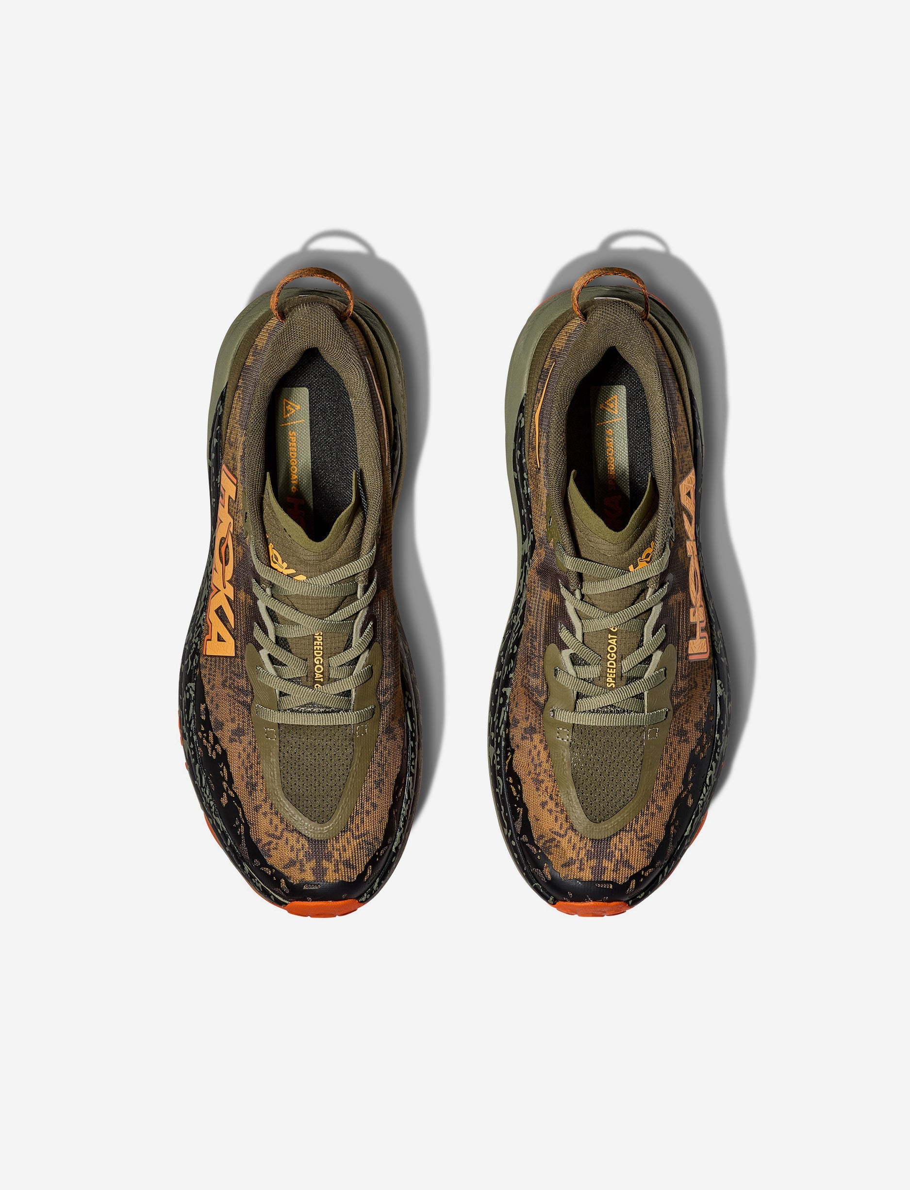 HOKA SPEEDGOAT 6 WIDE - נעלי ספורט גברים ספידגוט 6 רחבות בצבע זית/כתום