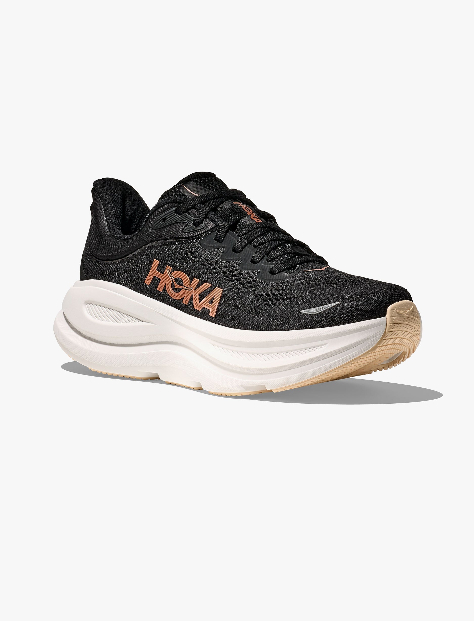 HOKA BONDI 9 - נעלי ספורט לאישה בונדי 9 בצבע שחור/רוז גולד