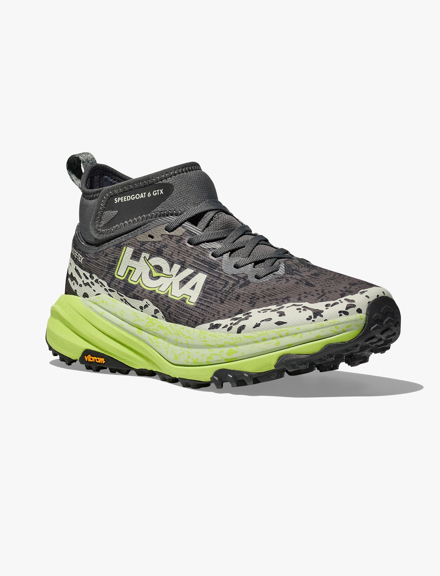 HOKA SPEEDGOAT 6 MID GTX - נעלי הוקה ספידגוט 6 מיד לגברים בצבע אפור אורביט/ירקרק