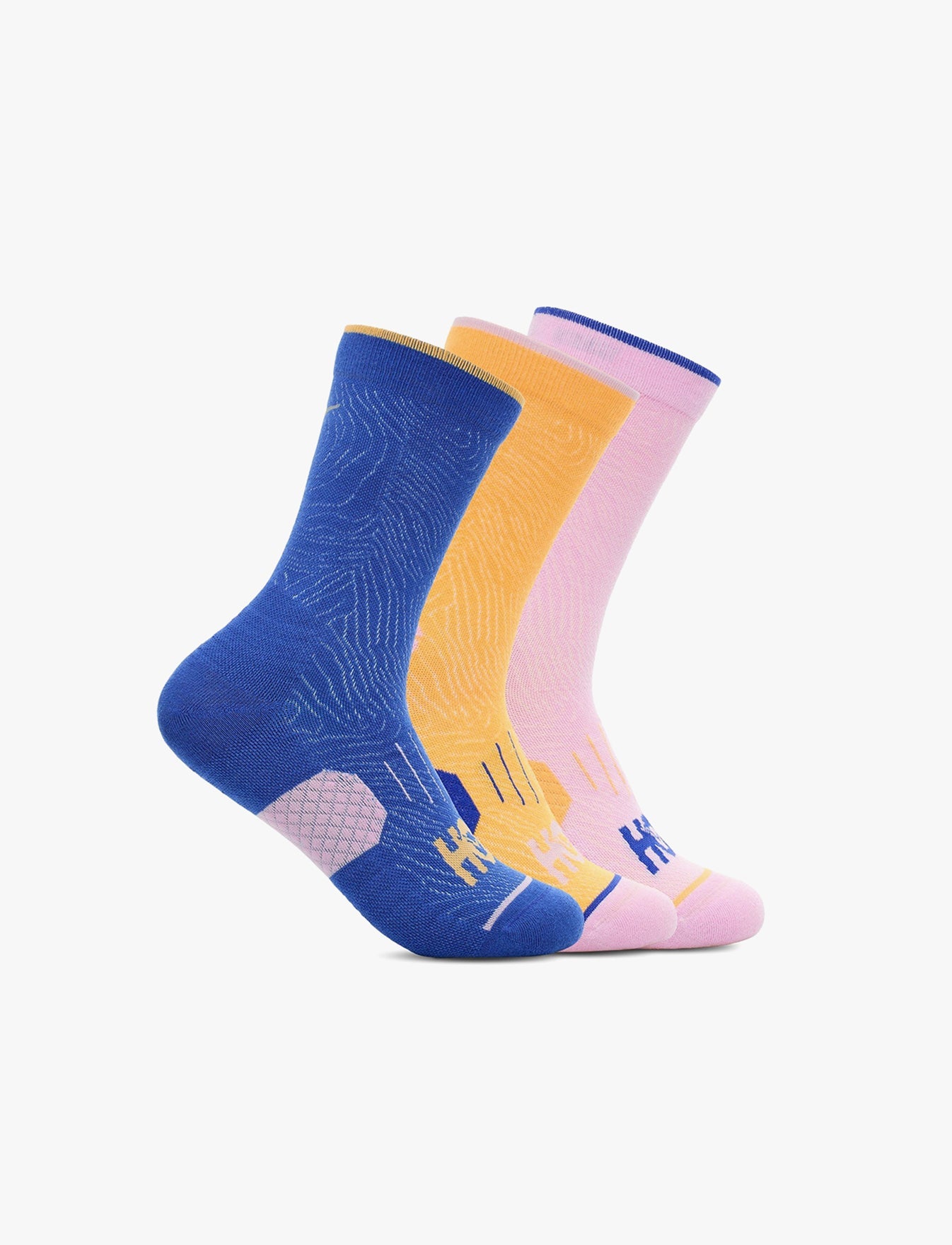 U CREW RUN SOCK 3-PACK – מארז 3 זוגות גרבי ריצה גבוהות בצבע ורדרד/כתום בהיר/כחול