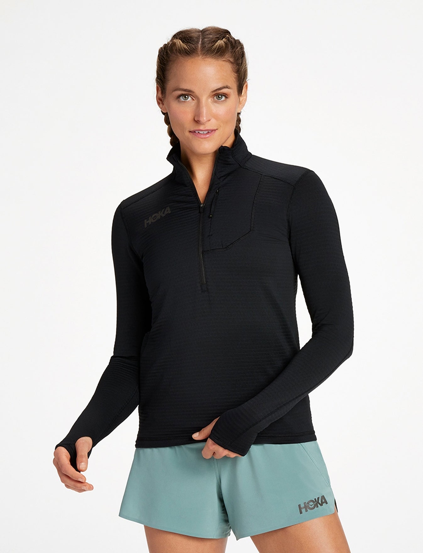 W 1/2 ZIP - עליונית נשים 1/2 רוכסן בצבע שחור