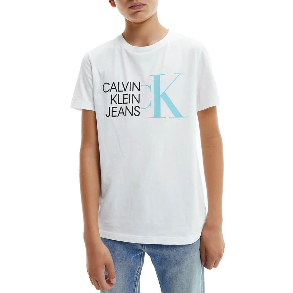 חולצת טישרט קלווין קליין קצרה Hybrid Logo Fitted Tee ילדים ונוער