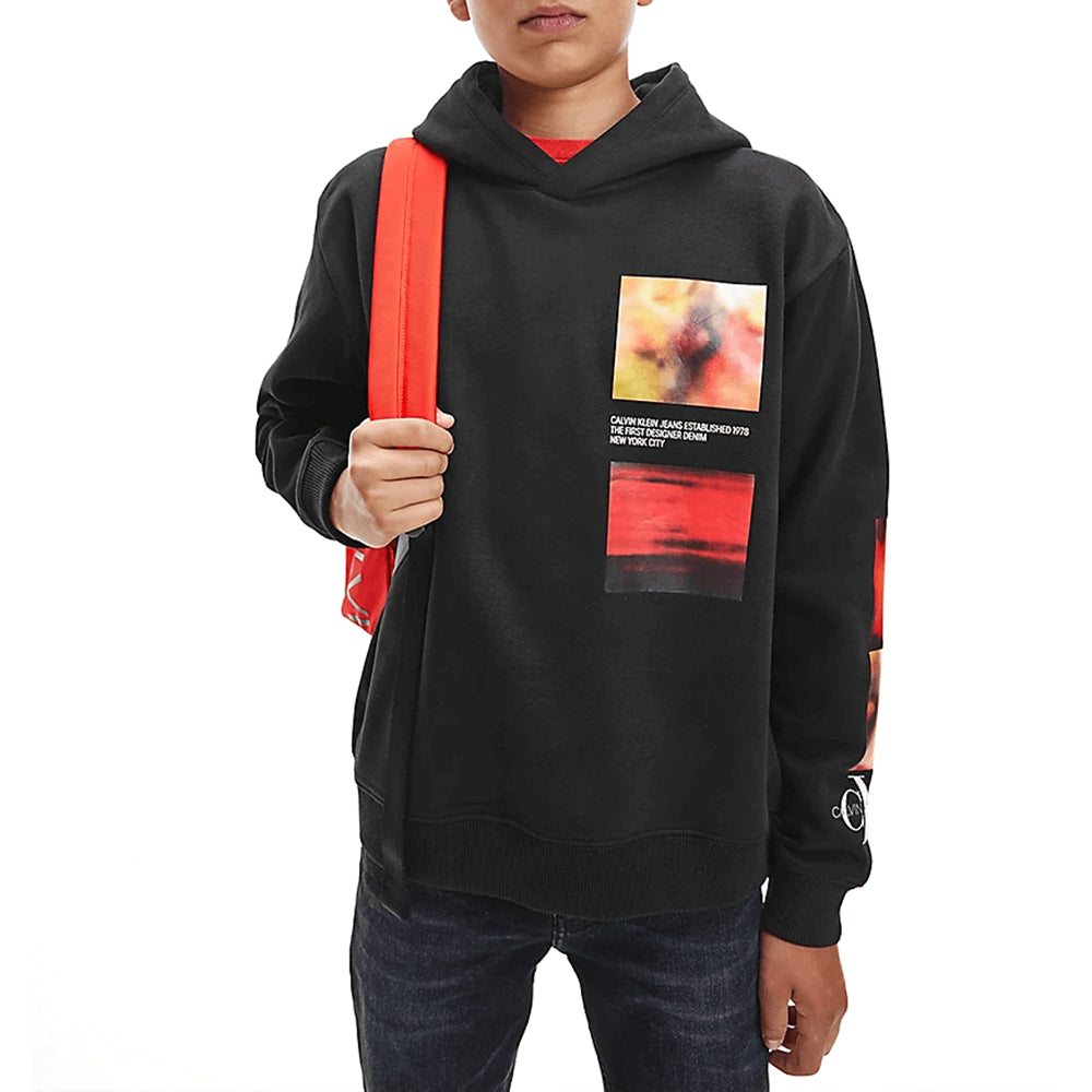 סווטשירט קפוצ'ון קלווין קליין Relaxed Organic Cotton Photo Print Hoodie ילדים ונוער
