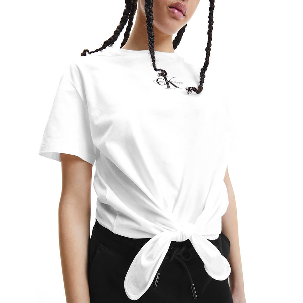 חולצת טישרט קלווין קליין קצרה Organic Cotton Knotted נשים