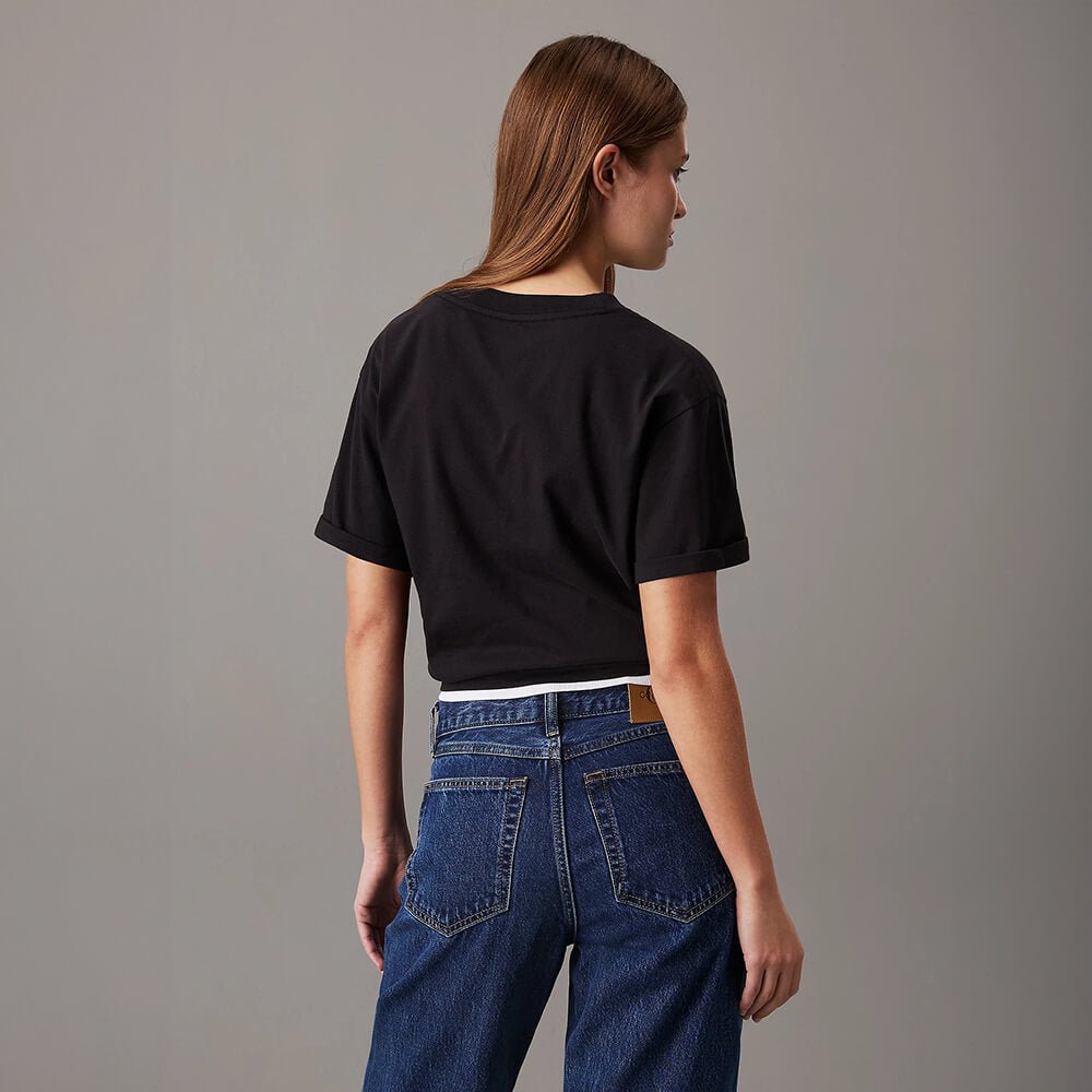 חולצת טישירט קצרה קלווין קליין Embroidered Monologo Tee נשים