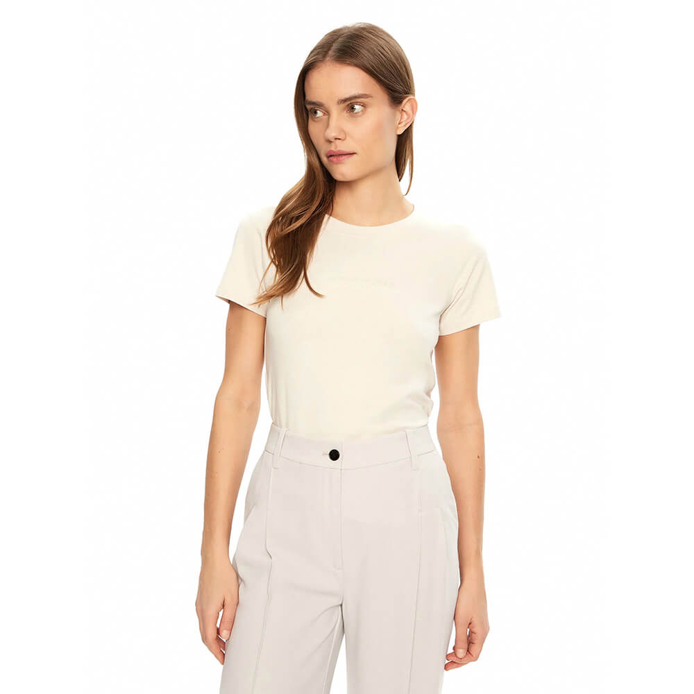 חולצת טישירט קצרה קלווין קליין Institutional Graphic Slim Tee נשים