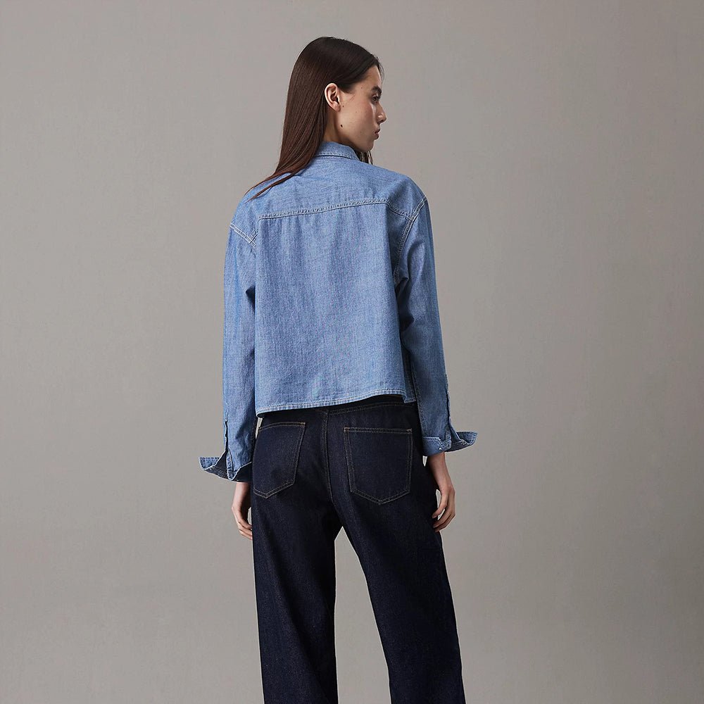 חולצה מכופתרת קלווין קליין Cropped Denim נשים