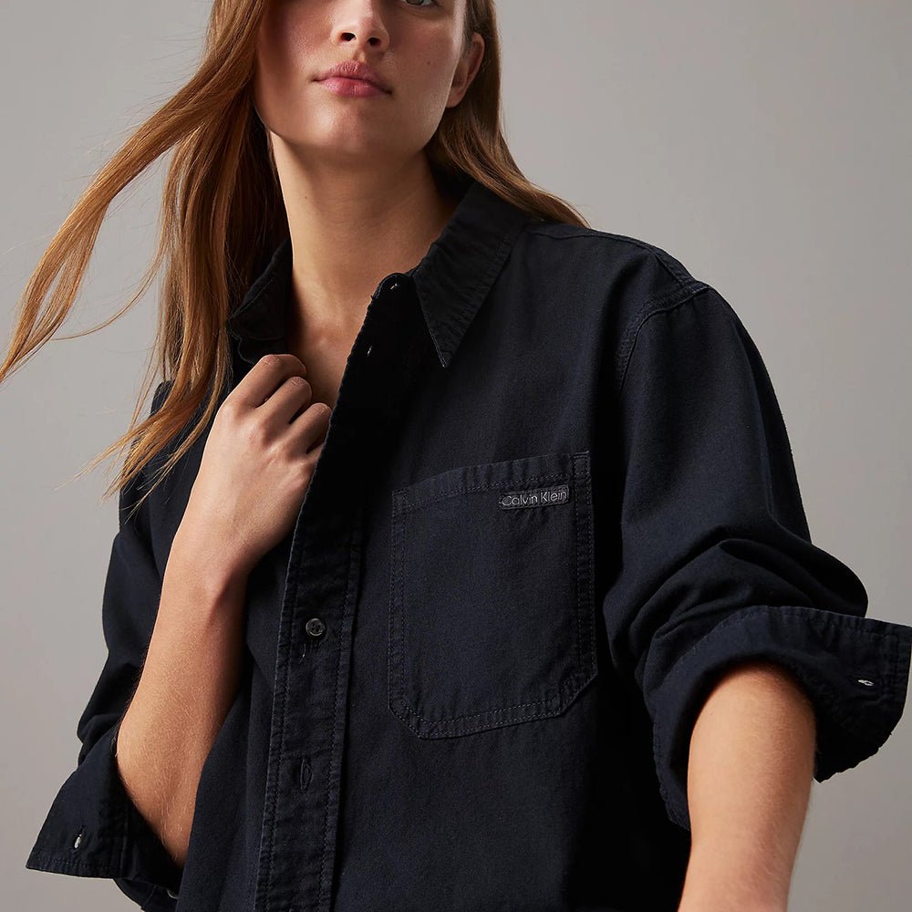 חולצה מכופתרת קלווין קליין Cropped Denim נשים