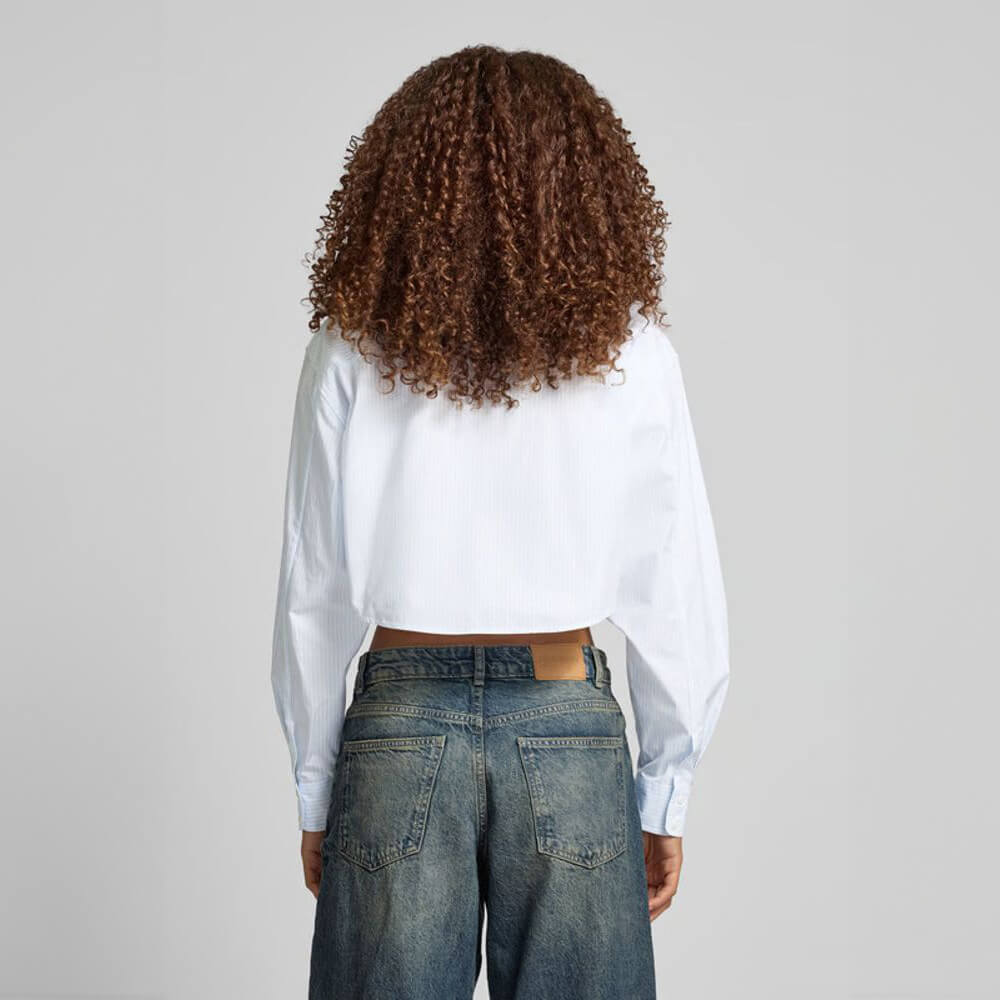 חולצה מכופתרת קלווין קליין Woven Label Cropped נשים