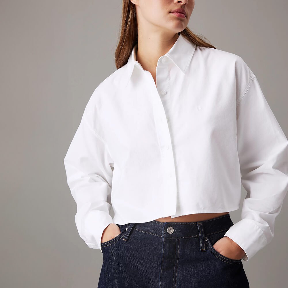 חולצה מכופתרת קלווין קליין Oxford Ls Cropped נשים