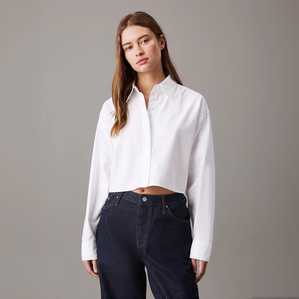 חולצה מכופתרת קלווין קליין Oxford Ls Cropped נשים