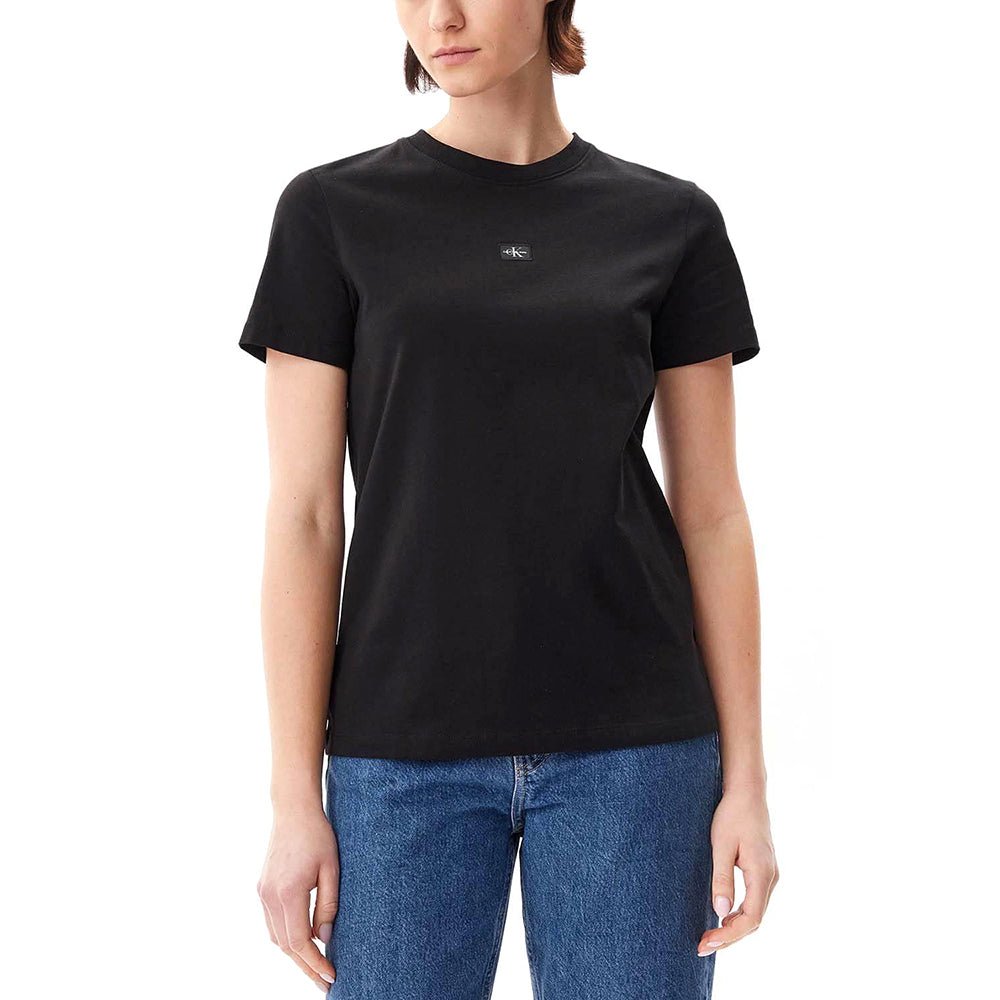 חולצת טישירט קצרה קלווין קליין Woven Label Regular נשים