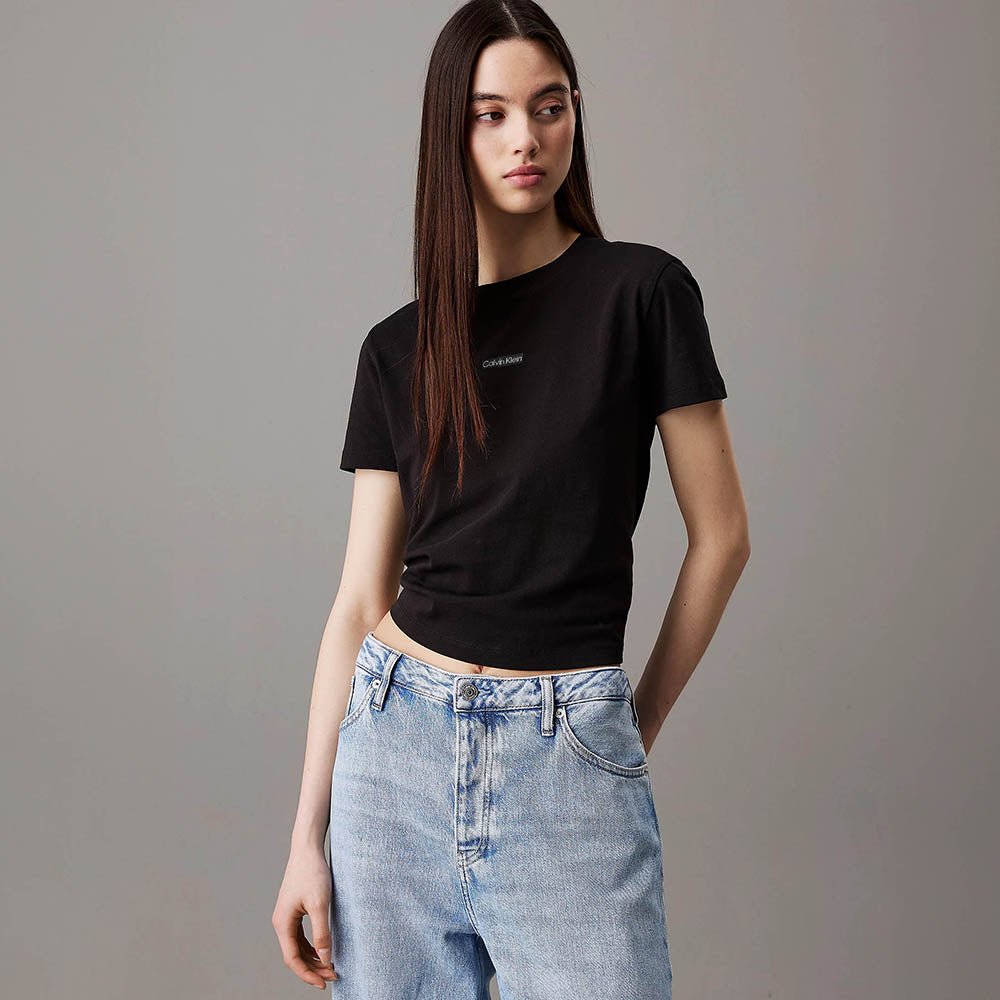חולצת טישירט קצרה קלווין קליין Placed Institutional נשים