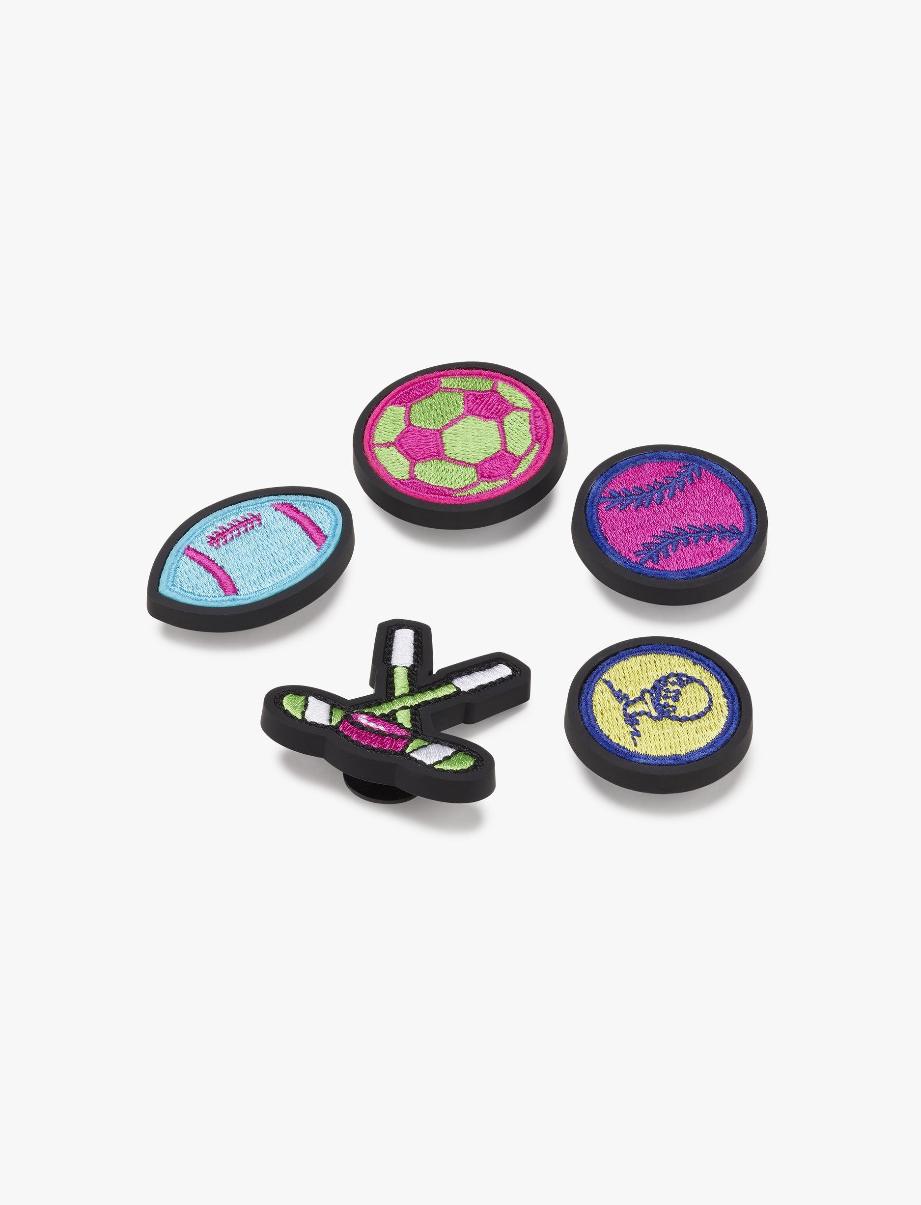 Crocs Jibbitz Neon Sports Patches - מארז 5 ג'יביטים קרוקס