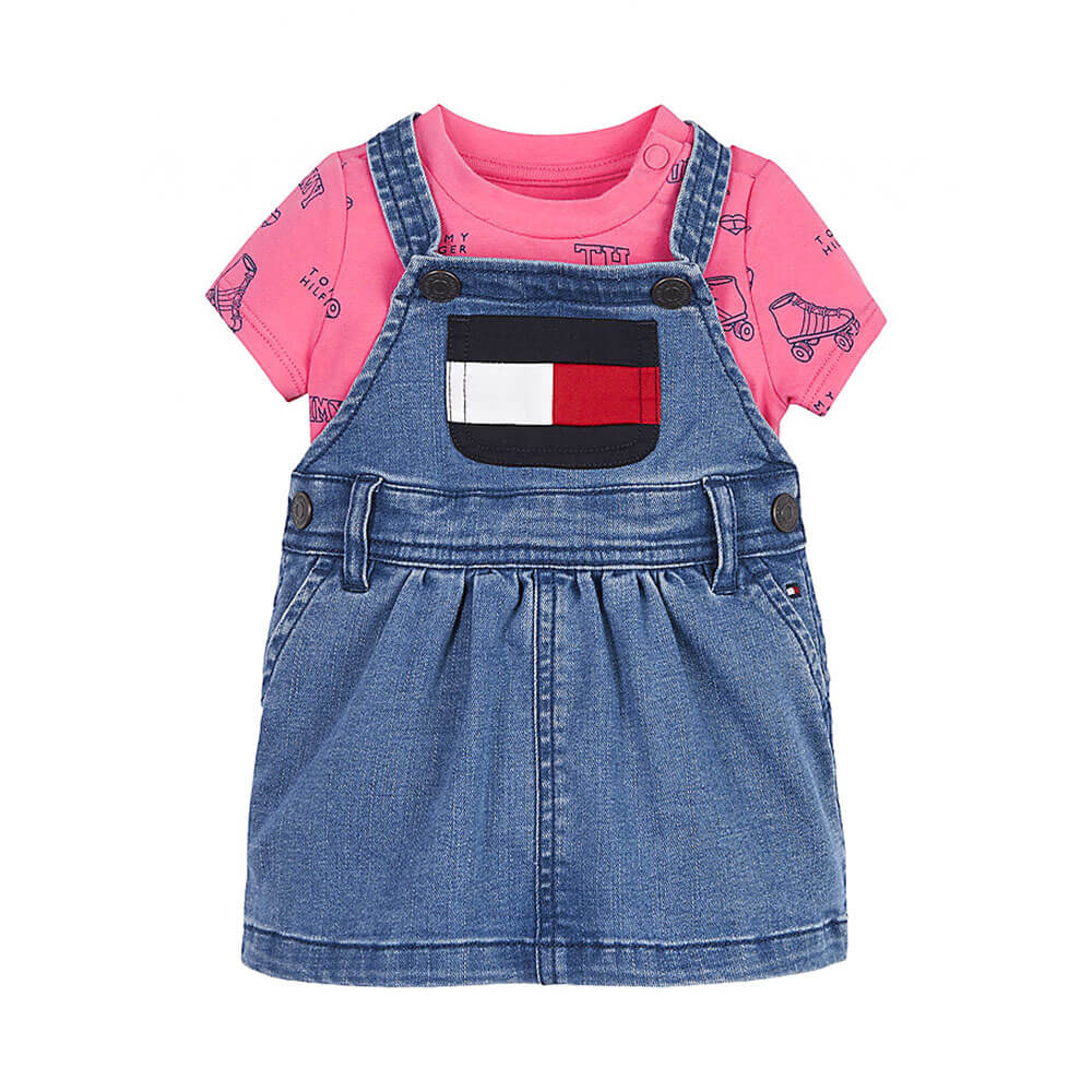 שמלת סט טומי הילפיגר Baby Dungaree Dress Set תינוקות