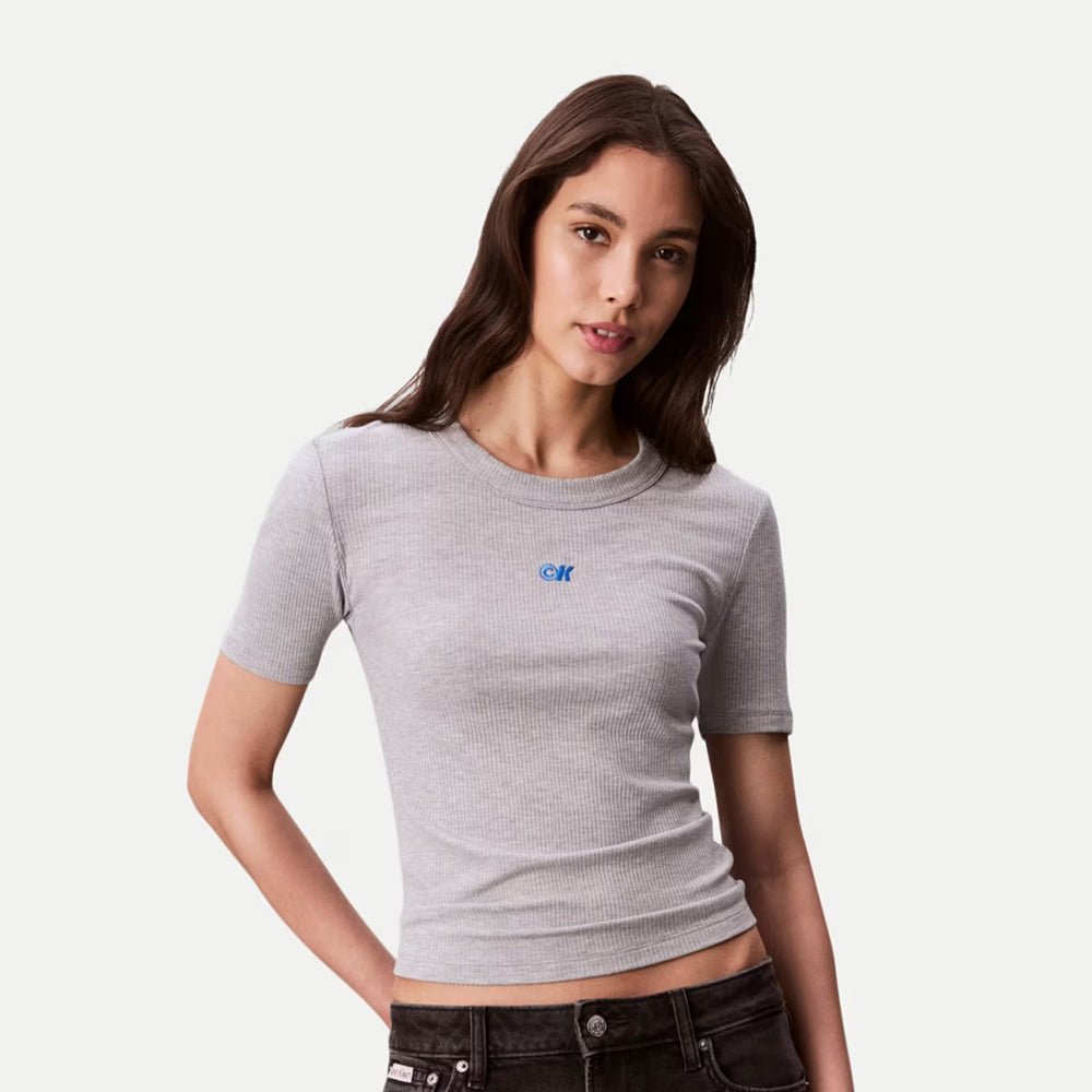 חולצת טישירט קצרה קלווין קליין Logo Modal Stretch Ribbed נשים