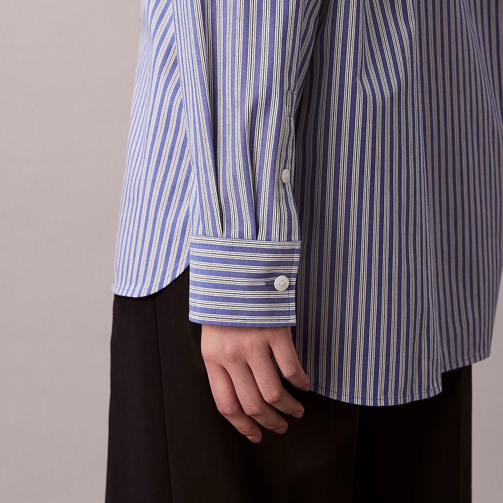 חולצה מכופתרת קלווין קליין Cotton Poplin Striped נשים