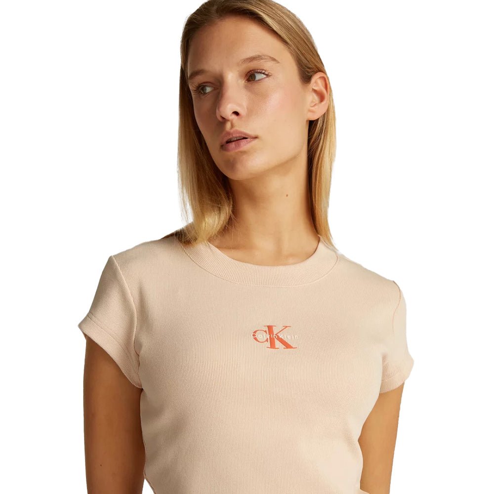 חולצת טישירט קצרה קלווין קליין Slim Cropped Monogram נשים