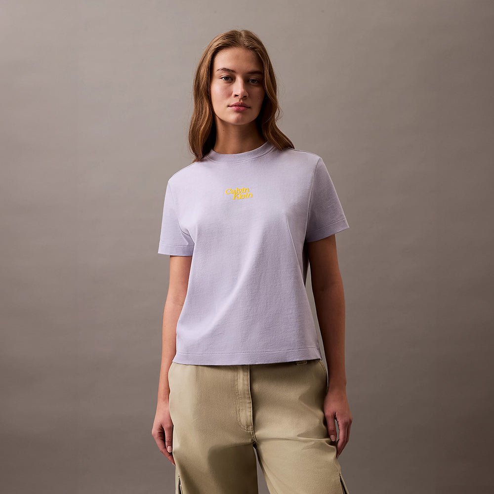 חולצת טישירט קצרה קלווין קליין Flock Logo נשים