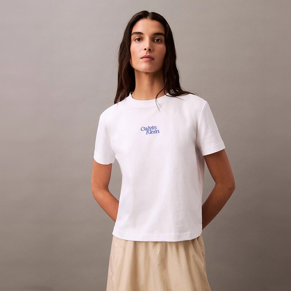 חולצת טישירט קצרה קלווין קליין Flock Logo נשים