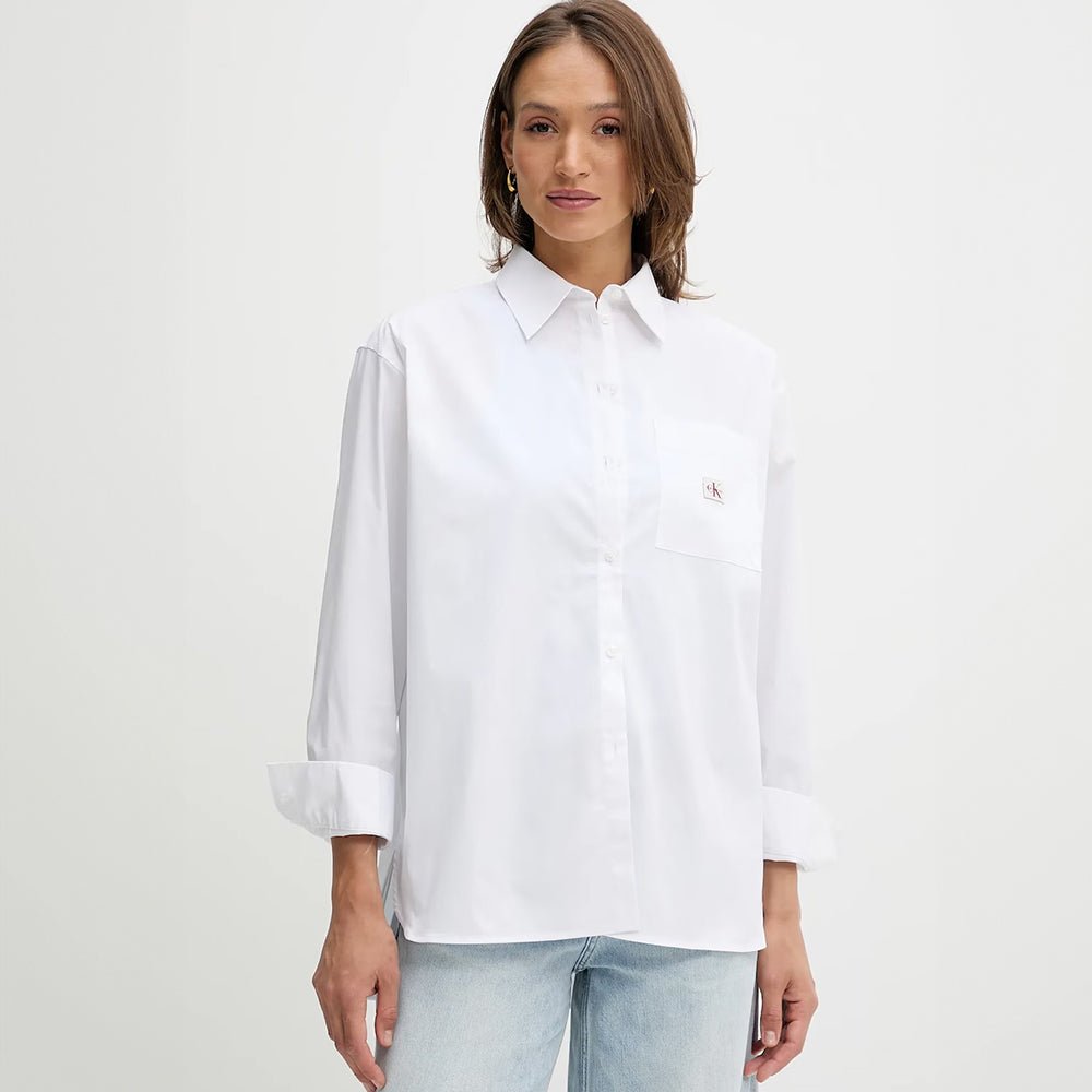 חולצה מכופתרת קלווין קליין Poplin Relaxed נשים