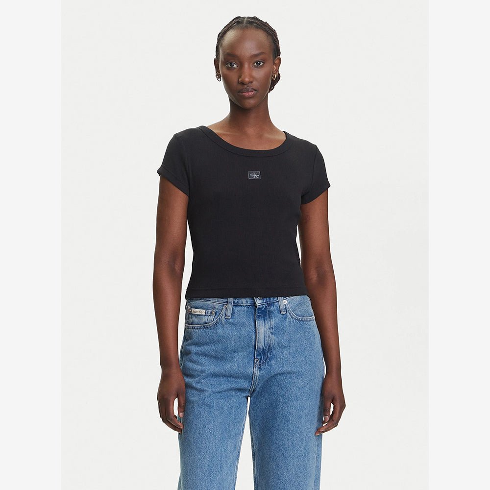 חולצת טישירט קצרה קלווין קליין Cotton Stretch Rib Baby נשים