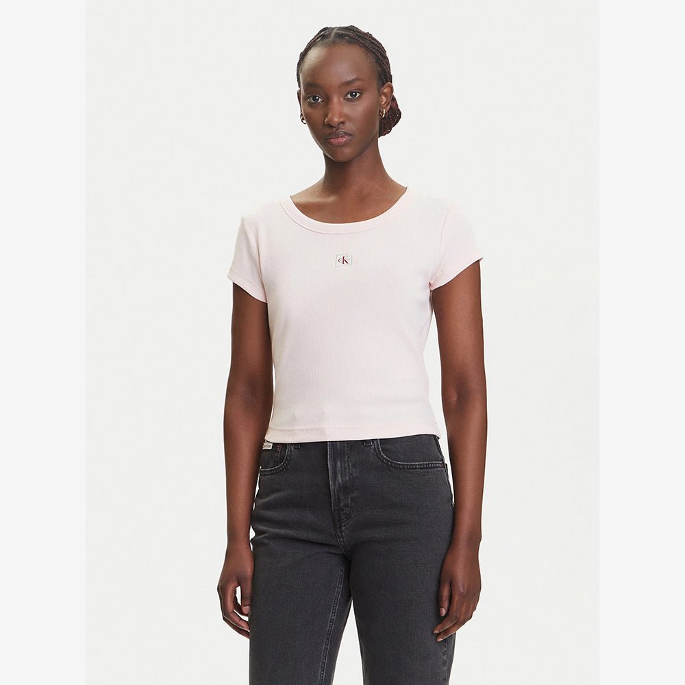 חולצת טישירט קצרה קלווין קליין Cotton Stretch Rib Baby נשים