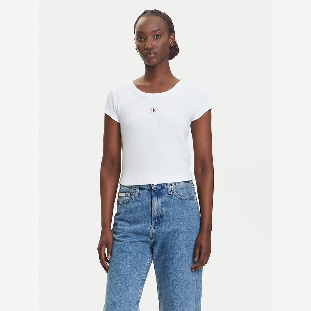 חולצת טישירט קצרה קלווין קליין Cotton Stretch Rib Baby נשים