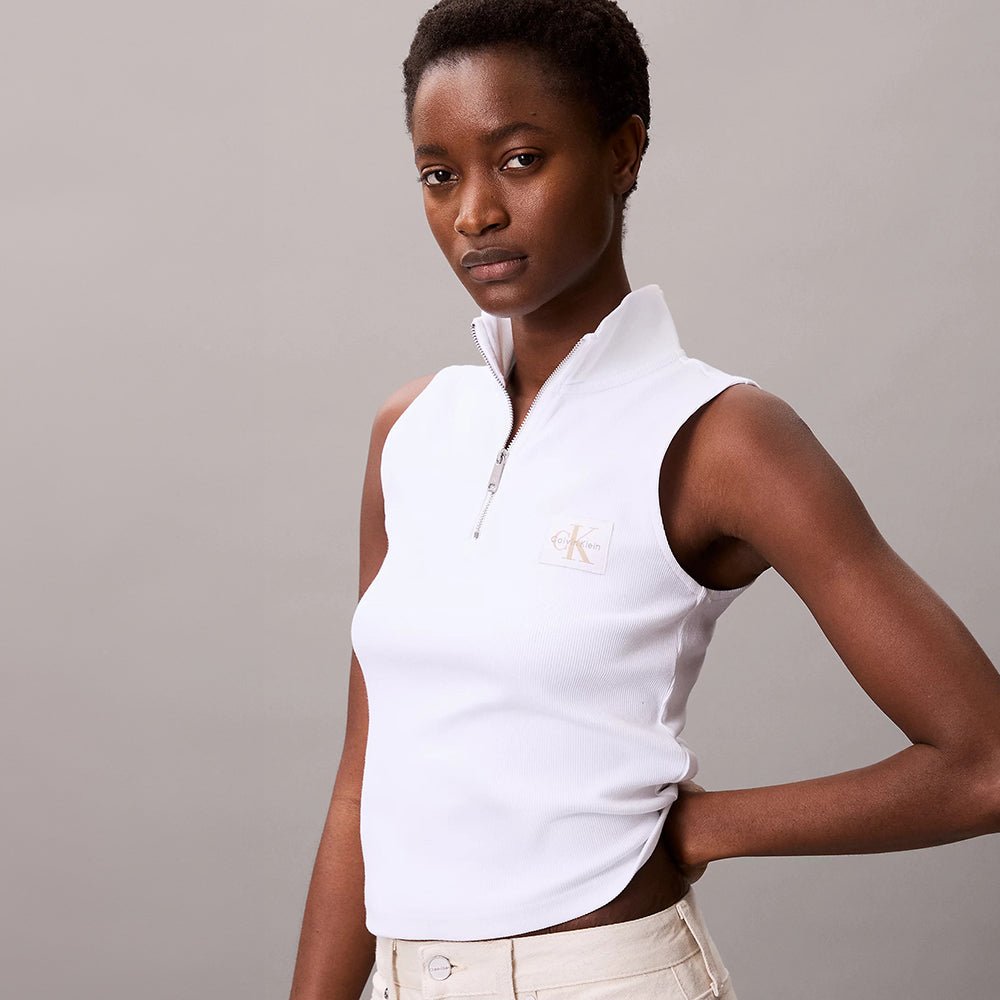 גופיה קלווין קליין Sleeveless Quarter Zip Top נשים