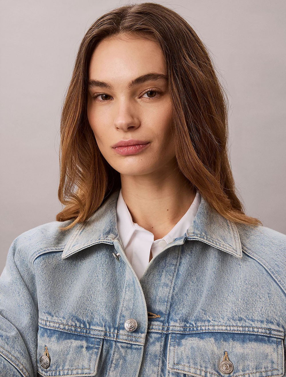 ג'קט קלווין קליין Boxy Logo Tape Denim נשים