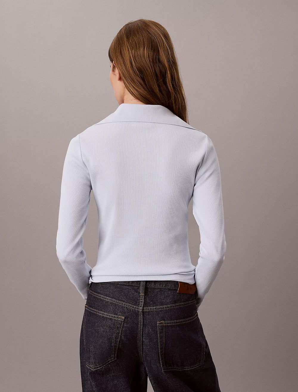 חולצת טישירט ארוכה קלווין קליין Woven Monologo Henley Turtleneck נשים