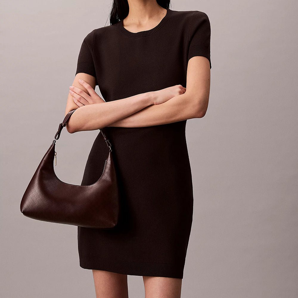 תיק קלווין קליין Allover Monogram Logo Shoulder נשים