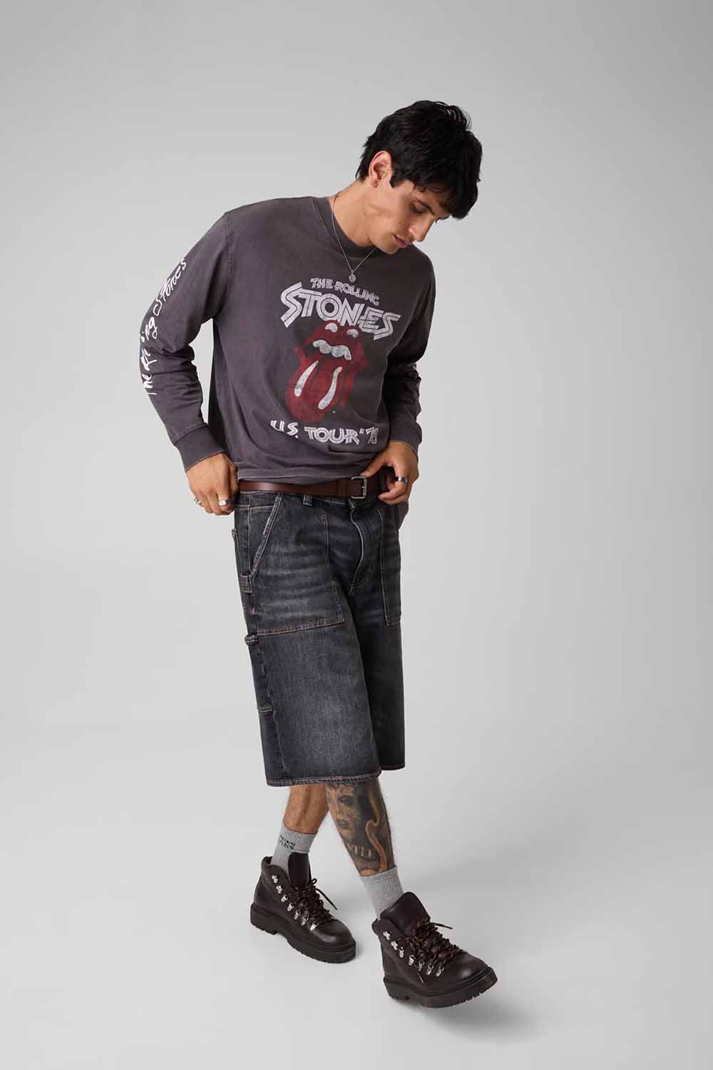 חולצת טישירט ארוכה Guess Printed Long-Sleeve Gj X Rolling Stones גברים