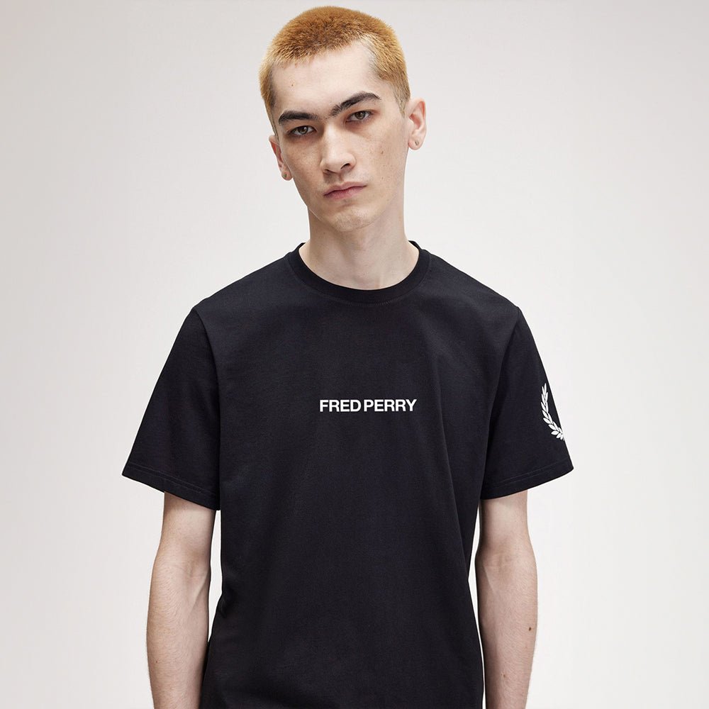 חולצת טישירט קצרה פרד פרי Double Branded Graphic גברים