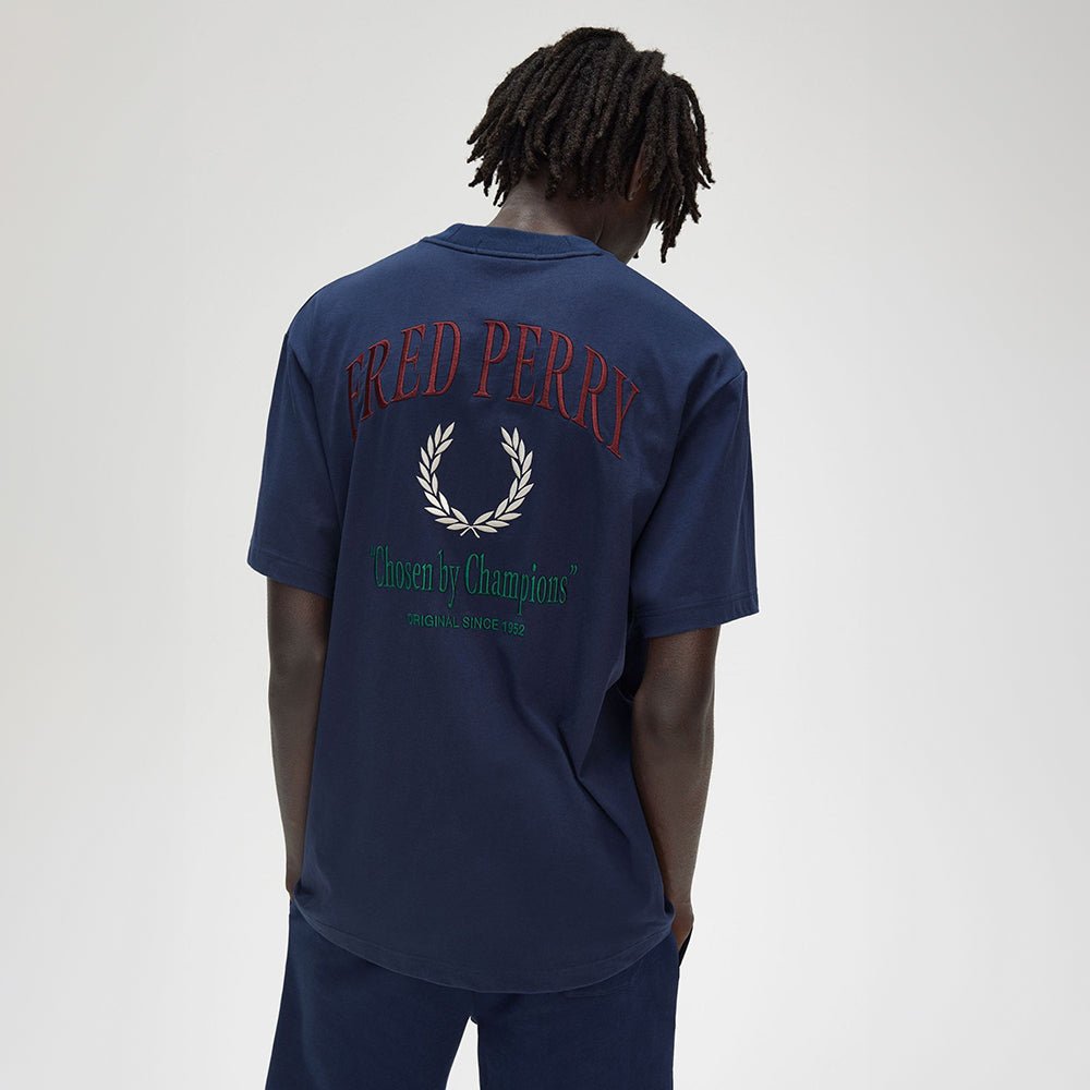 חולצת טישירט קצרה פרד פרי Embroidered גברים