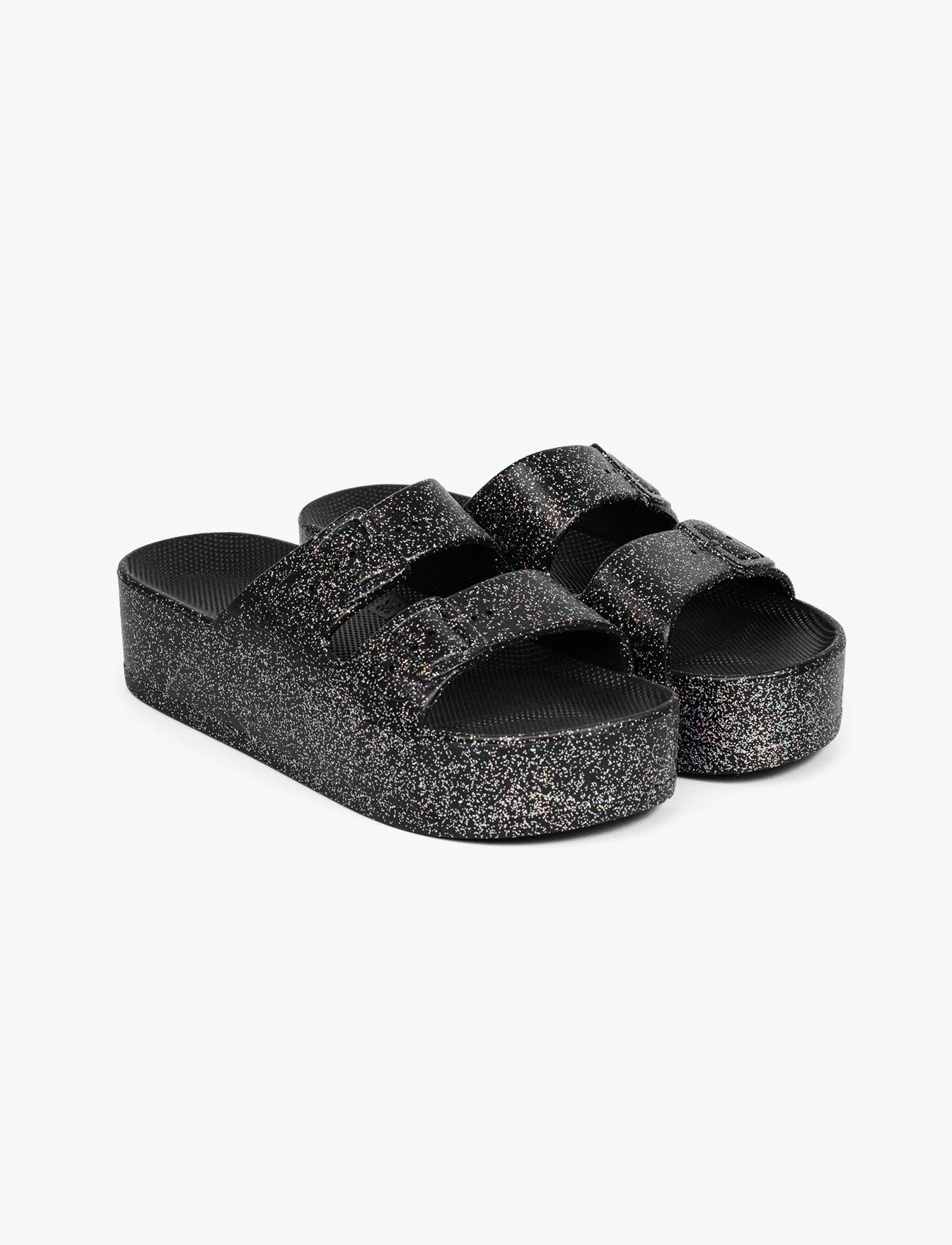 Freedom Moses High - כפכפי פלטפורמה לנשים מוזס בצבע שחור נצנצים