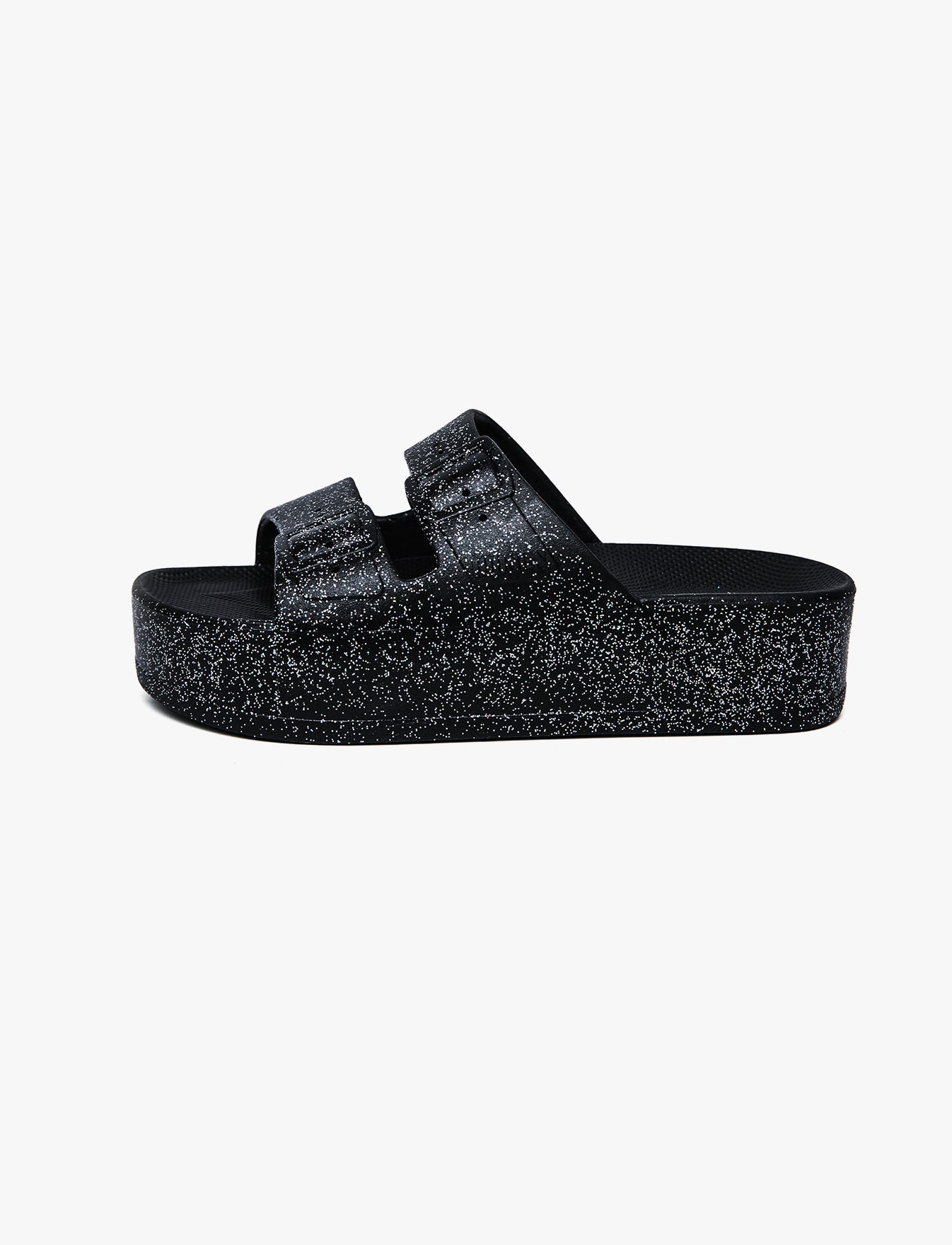 Freedom Moses High - כפכפי פלטפורמה לנשים מוזס בצבע שחור נצנצים